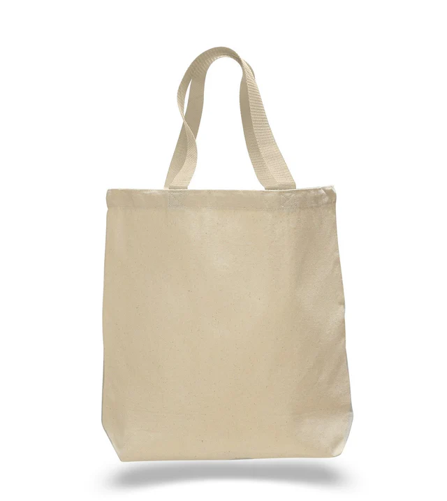 100% Cotton Canvas Tote Bags with Color Handles